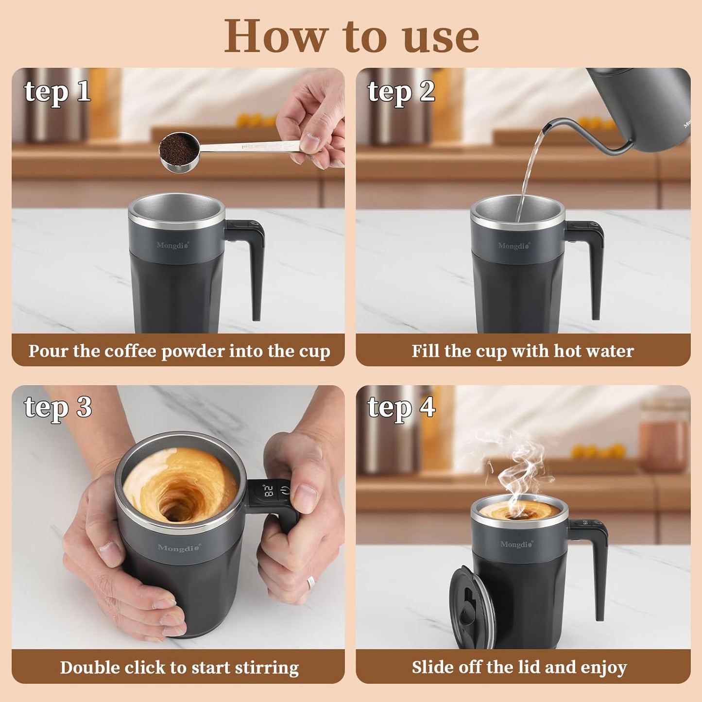 Electric Self-Stirring Coffee Cup